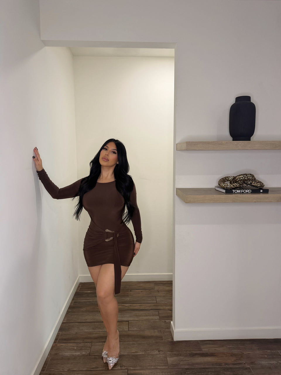 Espresso Draped Dress
