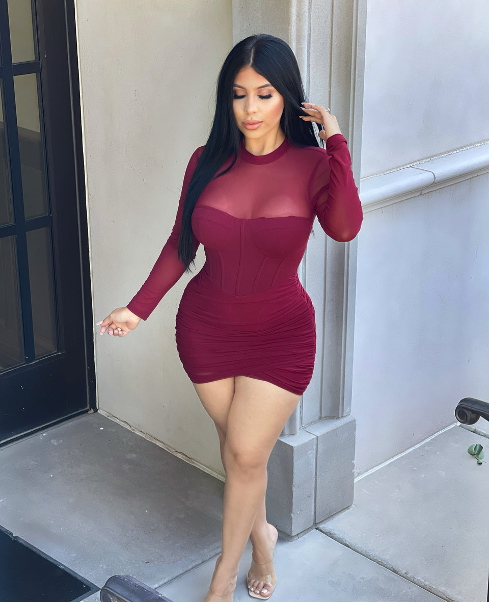 Just Seduce Me Dress - Wine
