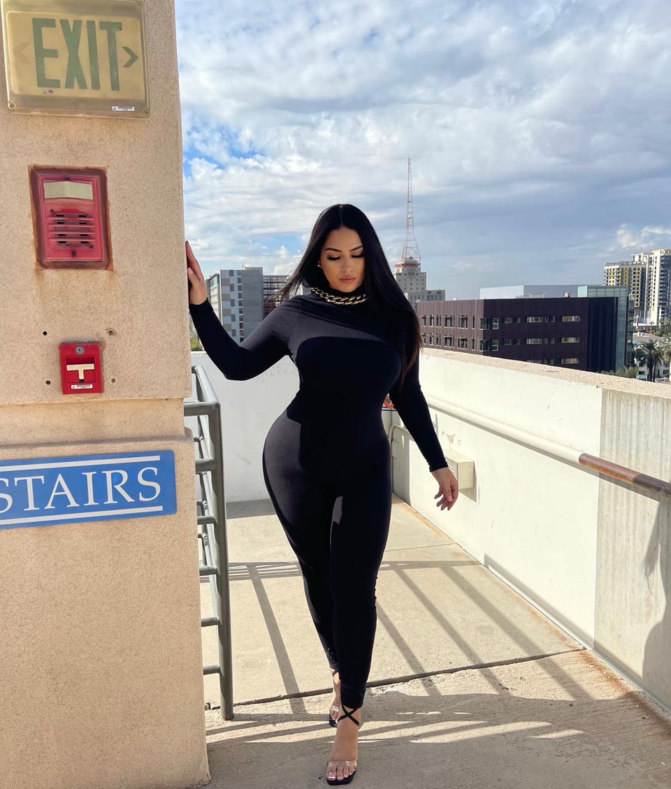 Play My Game Jumpsuit - Black
