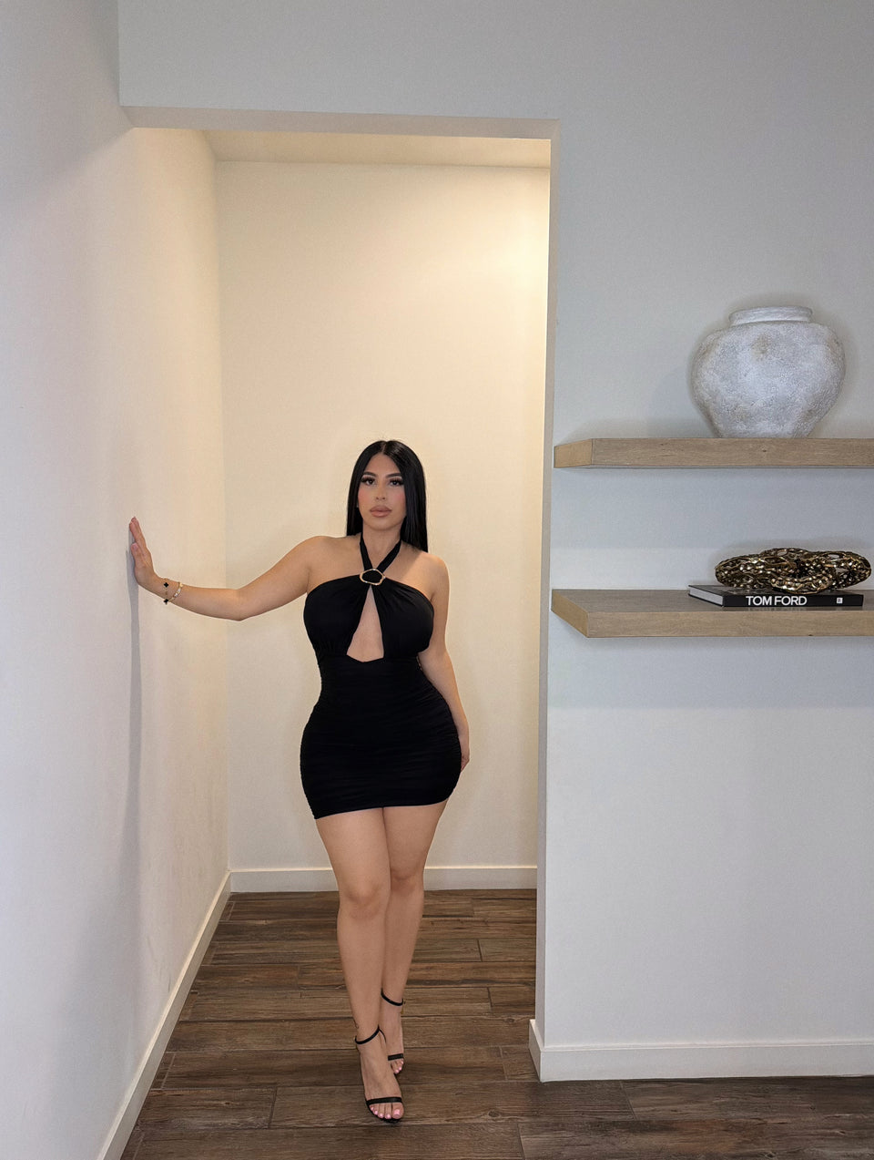 Detailed Noir Mini Dress